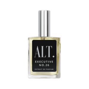 A bottle of perfume with the words " alt executive no. 5 6."