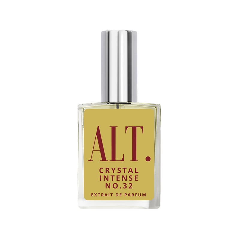 Perfume bottle labeled "ALT. Crystal Intense No.32".