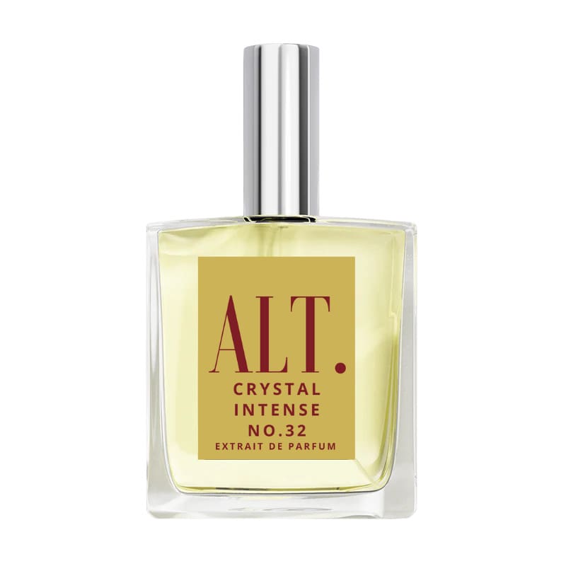 Perfume bottle labeled "ALT. Crystal Intense No. 32".