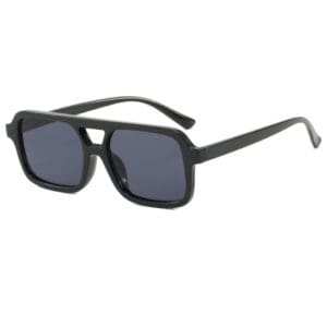 Black rectangular sunglasses with dark lenses.