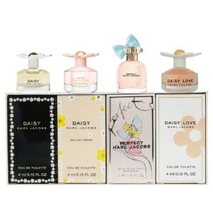 Marc Jacobs mini perfume set, four bottles.
